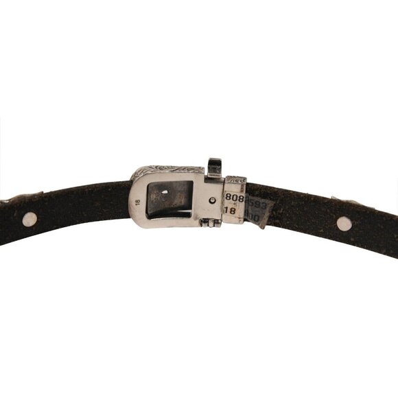 Gucci Anger Forest Bull Head Wrap Bracelet Size 18 925 Silver Black Leather - Picture 4 of 8